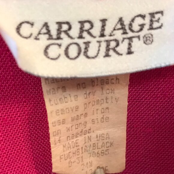 Carriage Court Hot Pink Blazer: Vintage 70s Fuchsia Suit Jacket Black Lace 24W - Picture 4 of 10